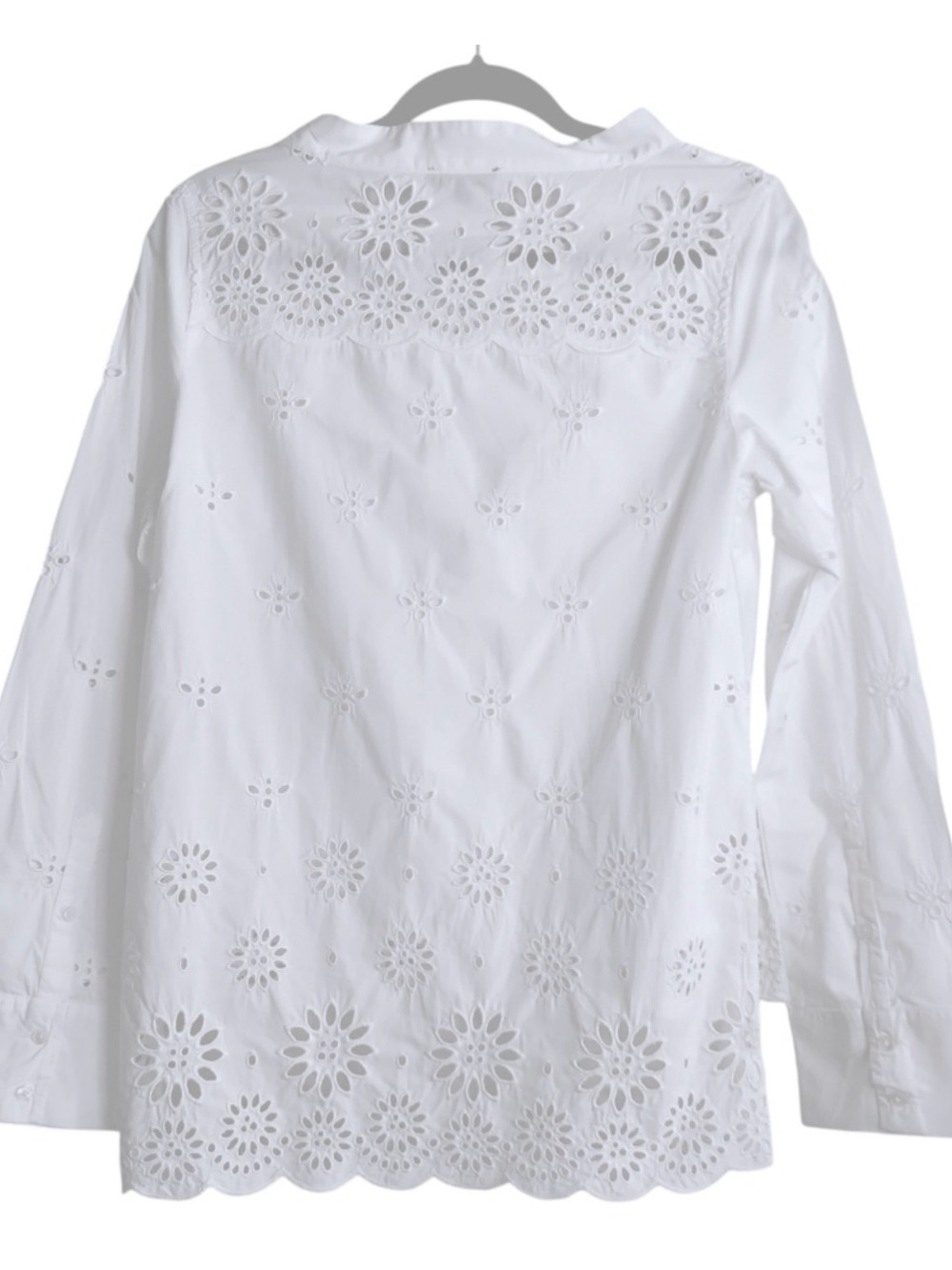 J. Crew Factory White Eyelet Scalloped-Hem Blouse - Picture 4 of 4